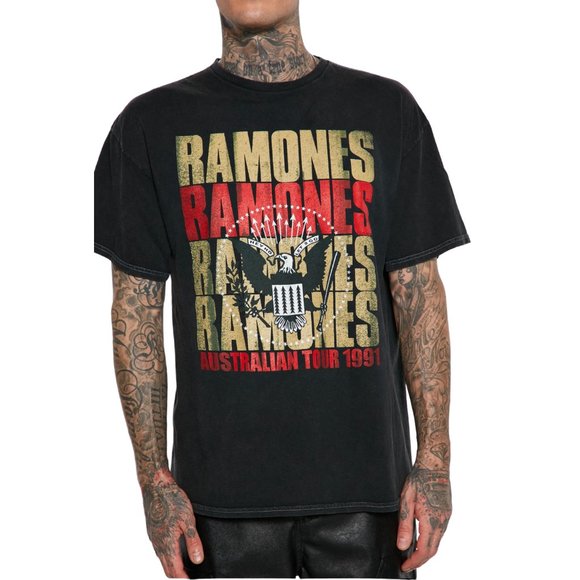 Ramones 1991 Australian Tour Repeat Logo T-Shirt 90's Retro Vintage - Picture 3 of 6